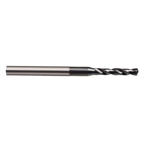 1.95 mm Dia. × 17.5 mm Shank × 16 mm Flute Length × 56 mm OAL, 5xD, 118°, TiAlN, 5xD Flute, Coolant Thru, Round Solid Carbide Drill - Makers Industrial Supply