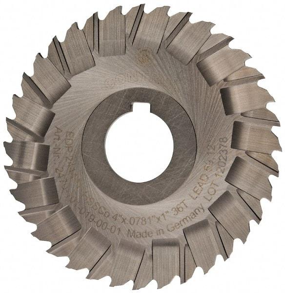 Controx - 4" Blade Diam x x 0.0781" Blade Thickness, 1" Hole, 36 Teeth, Cobalt Side Chip Saw - Staggered Tooth, Arbor Connection, Right Hand Cut, Uncoated, with Keyway - Makers Industrial Supply