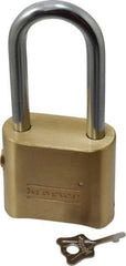 Master Lock - 2" Body Width, 2-1/8" Shackle Clearance, Solid Brass Combination Lock - 5/16" Shackle Diam, 1" Shackle Width, Control Key is Sold Separately - Makers Industrial Supply