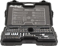 Blackhawk by Proto - 82 Piece 1/4" & 3/8" Drive Deep Well Socket Set - 6, 12 Points, 5/32" to 13/16" (4mm to 19mm) Range, Inch/Metric Measurement Standard - Makers Industrial Supply