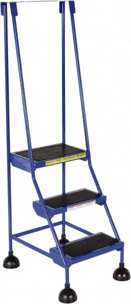 Vestil - 56" 3 Step Ladder - 300 Lb Capacity, 28-3/4" Platform Height, 19-1/4" Base Width x 30" Base Depth, Rubber Matted - Makers Industrial Supply