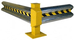 Vestil - 8' Long x 12" High, Gray with Black & Yellow Caution Tape Steel Straight Standard Guard Rail - 2 Rails Accommodated, 3-1/4" Deep, 56 Lb - Makers Industrial Supply