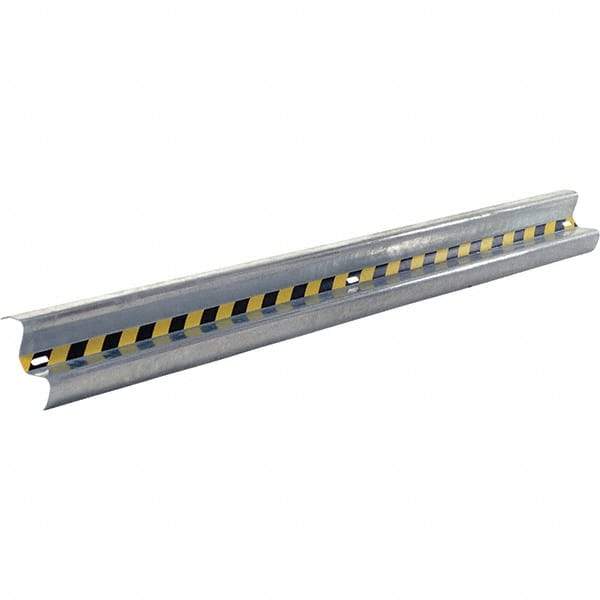 Vestil - 10' Long x 12" High, Gray with Black & Yellow Caution Tape Steel Straight Heavy Duty Guard Rail - 3 Rails Accommodated, 3-1/4" Deep, 76 Lb - Makers Industrial Supply