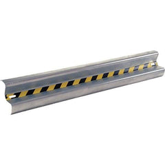 Vestil - 6' Long x 12" High, Gray with Black & Yellow Caution Tape Steel Straight Standard Guard Rail - 2 Rails Accommodated, 3-1/4" Deep, 47 Lb - Makers Industrial Supply