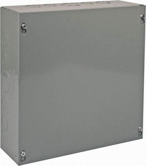 Cooper B-Line - Steel Junction Box Enclosure Screw Flat Cover - NEMA 1, 12" Wide x 12" High x 4" Deep - Makers Industrial Supply