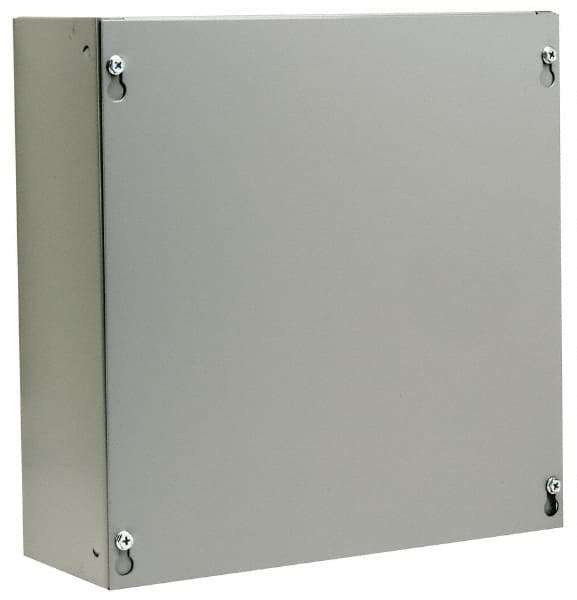 Cooper B-Line - Steel Junction Box Enclosure Screw Flat Cover - NEMA 1, 12" Wide x 12" High x 4" Deep - Makers Industrial Supply