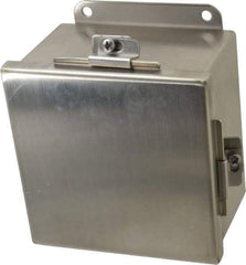 Cooper B-Line - Stainless Steel Standard Enclosure Hinge Flat Cover - NEMA 4, 12, 13, 3RX, 4X, 6" Wide x 6" High x 4" Deep, Corrosion Resistant, Dust-tight, Rainproof & Watertight - Makers Industrial Supply