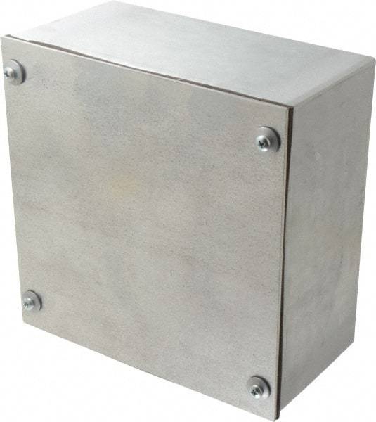 Cooper B-Line - Steel Junction Box Enclosure Screw Flat Cover - NEMA 3, 12, 8" Wide x 8" High x 4" Deep, Dust-tight & Rainproof - Makers Industrial Supply