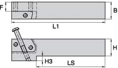 Kennametal - KGMS, Right Hand, Indexable Grooving Tool Holder - 38.1mm Shank Height, 38.1mm Shank Width, 139.9mm OAL - Makers Industrial Supply