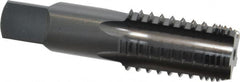 OSG - 1/2-14 NPT, 5 Flutes, Oxide Finish, High Speed Steel, Interrupted Thread Pipe Tap - 11/16 Inch Shank Diameter, 11/16 Inch Shank Diameter, 1-3/8 Inch Thread Length, 0.51 Inch Square Size, Regular Hook, Modified Bottoming Chamfer - Exact Industrial Supply