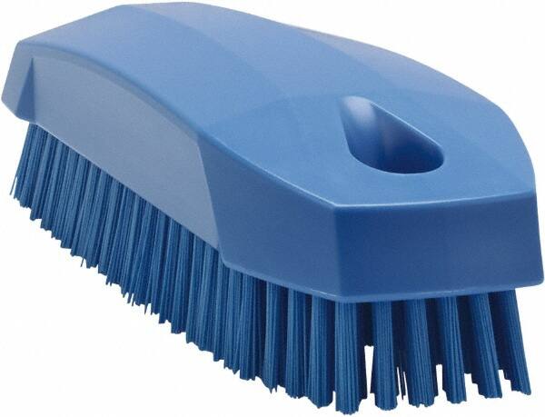 Vikan - 0.7" Bristle Length, Polyester Scrub Brush - 1-1/2" Wide Head, 4-1/2" OAL, Blue, Polypropylene Block - Makers Industrial Supply