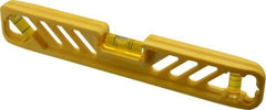 Empire Level - Magnetic 9" Long 3 Vial Torpedo Level - Polycast, Yellow, 1 45°, 1 Level & 1 Plumb Vials - Makers Industrial Supply