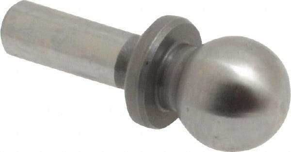 Gibraltar - 1/4" Ball Diam, 1/8" Shank Diam, Steel Inspection Tooling Ball - Press-Fit Shank, 9/16" Ball Center to Shank Bottom, 0.2" Ball Center to Shoulder Bottom, with Shoulder - Makers Industrial Supply