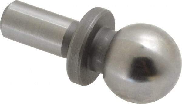 Gibraltar - 1/2" Ball Diam, 1/4" Shank Diam, Steel Inspection Tooling Ball - Press-Fit Shank, 15/16" Ball Center to Shank Bottom, 0.4" Ball Center to Shoulder Bottom, with Shoulder - Makers Industrial Supply