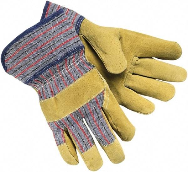 MCR Safety - Size L Pigskin General Protection Work Gloves - For Work & Driver, Uncoated, Safety Cuff, Blue/Red, Paired - Makers Industrial Supply