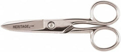 Heritage Cutlery - 1-7/8" LOC, 5-1/4" OAL Carbon Nickel Plated Standard Scissors/Shears - Right Hand, Steel Straight Handle, For Electrical - Makers Industrial Supply