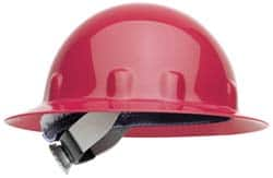 Fibre-Metal - ANSI Type I, Class E Rated, 8-Point, Ratchet Adjustment Hard Hat - Size 6-1/2 to 8, Red, Full Brim - Makers Industrial Supply