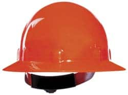 Fibre-Metal - ANSI Type I, Class E Rated, 8-Point, Ratchet Adjustment Hard Hat - One Size Fits Most, Hi-Viz Orange, Full Brim - Makers Industrial Supply