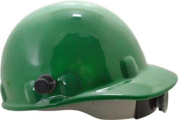 Fibre-Metal - ANSI Type I, Class G Rated, 8-Point, Ratchet Adjustment Hard Hat - Size 6-1/2 to 8, Green, Standard Brim - Makers Industrial Supply