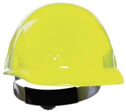 Fibre-Metal - ANSI Type I, Class E Rated, 8-Point, Ratchet Adjustment Hard Hat - Size 6-1/2 to 8, Hi-Viz Yellow, Standard Brim - Makers Industrial Supply