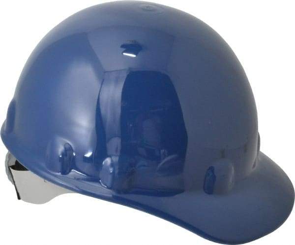 Fibre-Metal - ANSI Type I, Class E Rated, 8-Point, Ratchet Adjustment Hard Hat - Size 6-1/2 to 8, Dark Blue, Standard Brim - Makers Industrial Supply