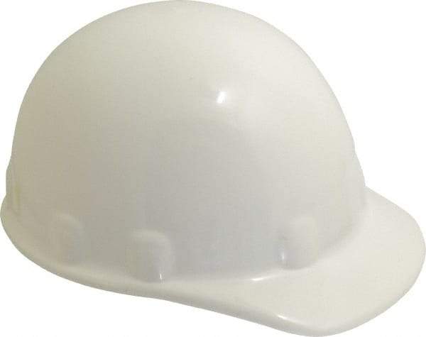 Fibre-Metal - ANSI Type I, Class E Rated, 8-Point, Ratchet Adjustment Hard Hat - Size 6-1/2 to 8, White, Standard Brim - Makers Industrial Supply