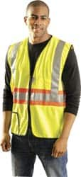 OccuNomix - Size 3XL High Visibility Yellow Solid Expandable Vest - 52 to 54" Chest, ANSI 107-2015, Hook & Loop Closure, 1 Pocket, Polyester - Makers Industrial Supply