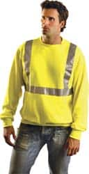 OccuNomix - Size 2XL, Yellow, High Visibility, Long Sleeve SweatPocket, - 46 to 49" Chest, Cotton/Poly Blend - Makers Industrial Supply