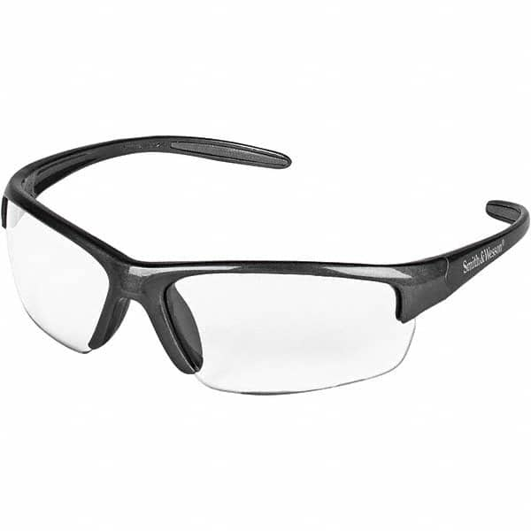 Smith & Wesson - Clear Lenses, Framed Safety Glasses - Gunmetal Frame, Size Universal, Wrap Around - Makers Industrial Supply