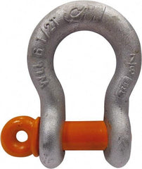 CM - 3/16" Nominal Chain Size, 0.33 Ton Carbon Steel Screw Anchor Shackle - 5/16" Diam, 1/4" Pin Diam, 3/8" Wide Inside Jaw, 17/32" Inside Width - Makers Industrial Supply