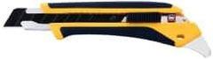 Olfa - Snap Utility Knife - 3.94" High Carbon Tool Steel Blade, Yellow & Black Elastomer & Fiber Reinforced Polymer Handle, 1 Blade Included - Makers Industrial Supply