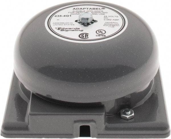 Edwards Signaling - 4" Diam, 24 VDC Bell - 0.062 Amps, 90 Decibles at 10', Vibrating, Waterproof - Makers Industrial Supply