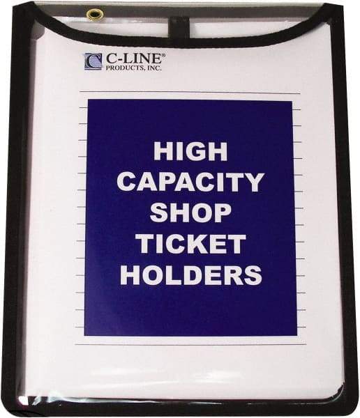 C-LINE - 15 Piece Clear High Capacity with Gussett Stitched Shop Ticket Holder - 12" High x 9" Wide - Makers Industrial Supply