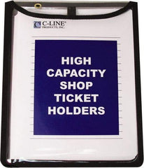 C-LINE - 15 Piece Clear High Capacity with Gussett Stitched Shop Ticket Holder - 12" High x 9" Wide - Makers Industrial Supply