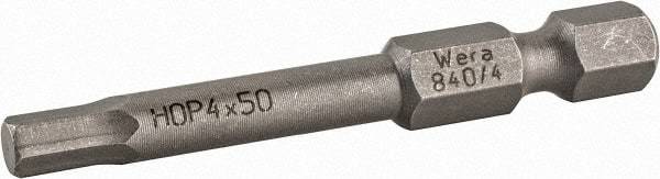 Wera - 4mm Hex Bit - 1/4" Hex Drive, 2" OAL - Makers Industrial Supply