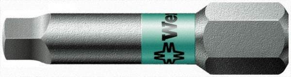 Wera - #1" Square Size Square Recess Bit - 1/4" Hex Drive, 1" OAL - Makers Industrial Supply