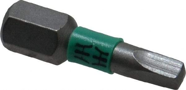 Wera - #2" Square Size Square Recess Bit - 1/4" Hex Drive, 1" OAL - Makers Industrial Supply