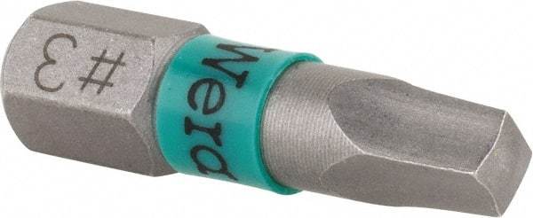 Wera - #3" Square Size Square Recess Bit - 1/4" Hex Drive, 1" OAL - Makers Industrial Supply