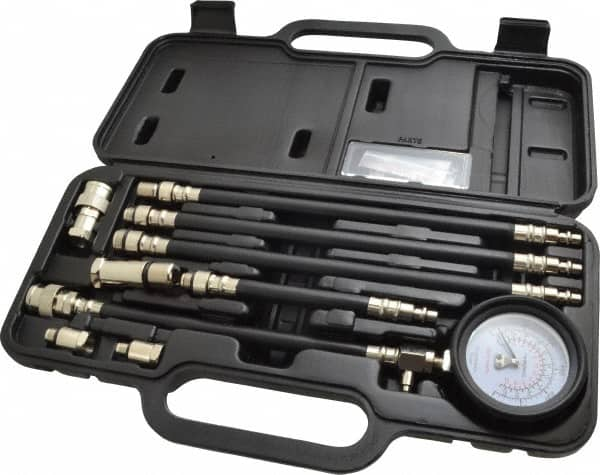 Lincoln - 11 Piece Dial Engine Compression Test Kit - 300 Max Pressure, PSI Scale - Makers Industrial Supply