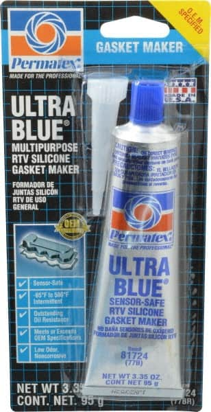 Permatex - 3.35 oz Gasket Maker - -65 to 500°F, Blue, Comes in Tube - Makers Industrial Supply