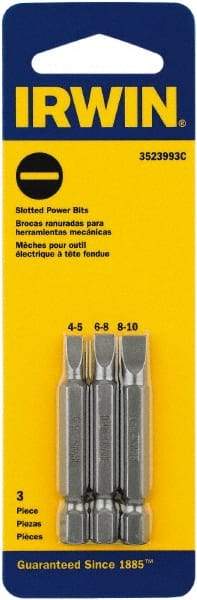 Irwin - 3 Piece, Slotted Handle, Power Bit Set - 0.05 to 1/4" Hex, 1/4" Hex Drive - Makers Industrial Supply