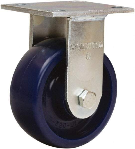 Hamilton - 5" Diam x 2" Wide x 7" OAH Top Plate Mount Rigid Caster - Polyurethane, Sealed Precision Ball Bearing, 4 x 4-1/2" Plate - Makers Industrial Supply