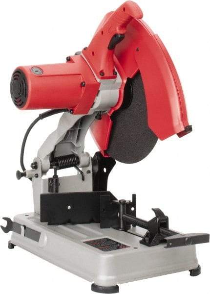 Milwaukee Tool - 14" Blade Diam, 1" Arbor Hole, Miter Chop & Cutoff Saw - 1 Phase, 3,900 RPM, 4 hp, 120 Volts, 4-5/8" in Solids at 45°, 5" in Pipe at 45° - Makers Industrial Supply