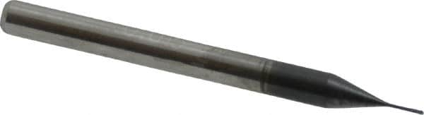 Accupro - 0.01" Diam, 0.03" LOC, 4 Flute Solid Carbide Ball End Mill - AlTiN Finish, Single End, 2-1/2" OAL, 1/8" Shank Diam, Spiral Flute - Makers Industrial Supply