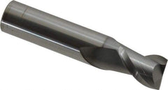 Accupro - 1/2", 5/8" LOC, 1/2" Shank Diam, 2-1/2" OAL, 2 Flute, Solid Carbide Square End Mill - Single End, nACRo Finish, Spiral Flute, 40° Helix, Centercutting, Right Hand Cut, Right Hand Flute - Makers Industrial Supply