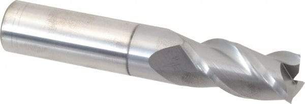 Accupro - 5/8", 1-1/4" LOC, 5/8" Shank Diam, 3-1/2" OAL, 3 Flute, Solid Carbide Square End Mill - Single End, nACRo Finish, Spiral Flute, 40° Helix, Centercutting, Right Hand Cut, Right Hand Flute - Makers Industrial Supply