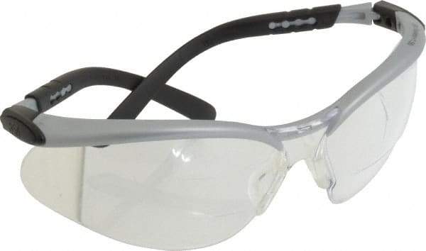 3M - +1.5, Clear Lenses, Anti-Fog, Framed Magnifying Safety Glasses - Silver Plastic Frame, ANSI Z87.1-2010 - Makers Industrial Supply