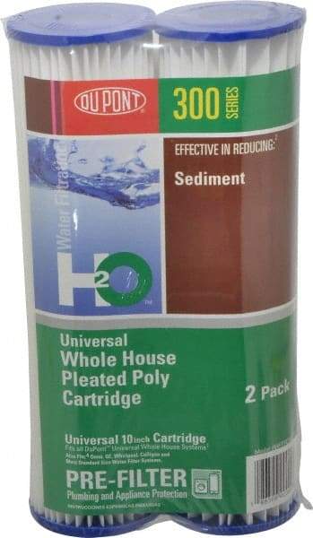 Dupont - 2" OD, 20µ, Pleated Poly Universal Pleated Poly 2 Pack Cartridge Filter - 10" Long, Reduces Sediments & Rust - Makers Industrial Supply