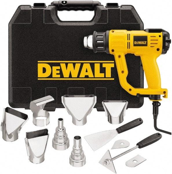 DeWALT - 150 to 1,100°F Heat Setting, 17.7 CFM Air Flow, Heat Gun Kit - 120 Volts, 13 Amps, 1,550 Watts, 7' Cord Length - Makers Industrial Supply