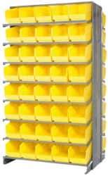 Quantum Storage - 80 Bin Store-More Sloped Shelving System - 36 Inch Overall Width x 24 Inch Overall Depth x 63-1/2 Inch Overall Height, Yellow Polypropylene Bins - Makers Industrial Supply